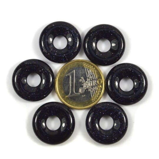 dunkelblauer glitzernder Blaufluss Donut 20 mm