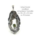 Achat Geode versilbert mit grünem Turmalin mit Maßen