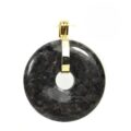 Larvikit Granit Donut 40 mm an vergoldetem Donuthalter Clip