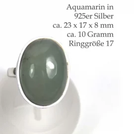 Aquamarin Silberring Einzelstück Größe 17