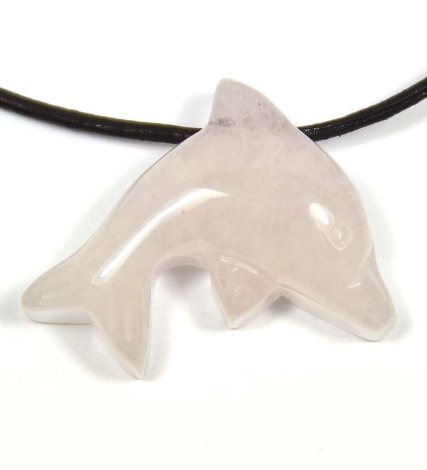 Delfin Steinanhänger aus Rosenquarz