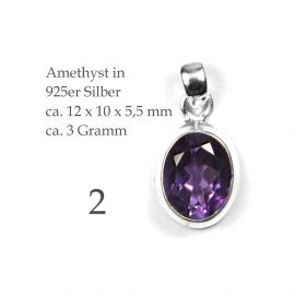 Amethyst in 925er Silber Anhänger mit Bezeichnung und Maßen Abbildung 2