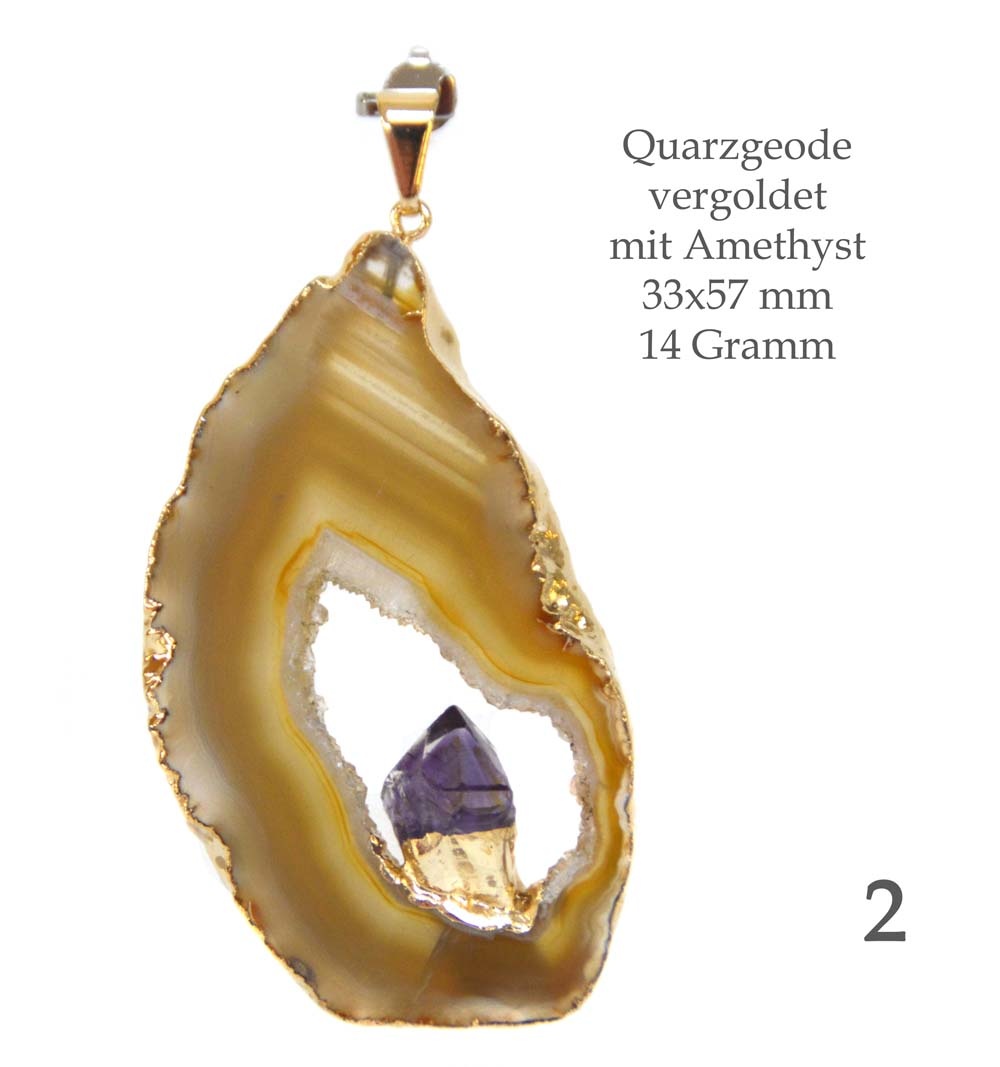 Achat Geode vergoldet mit Amethyst Abbildung 2