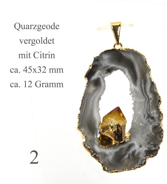 Exklusive Achat Geode vergoldet mit Citrin