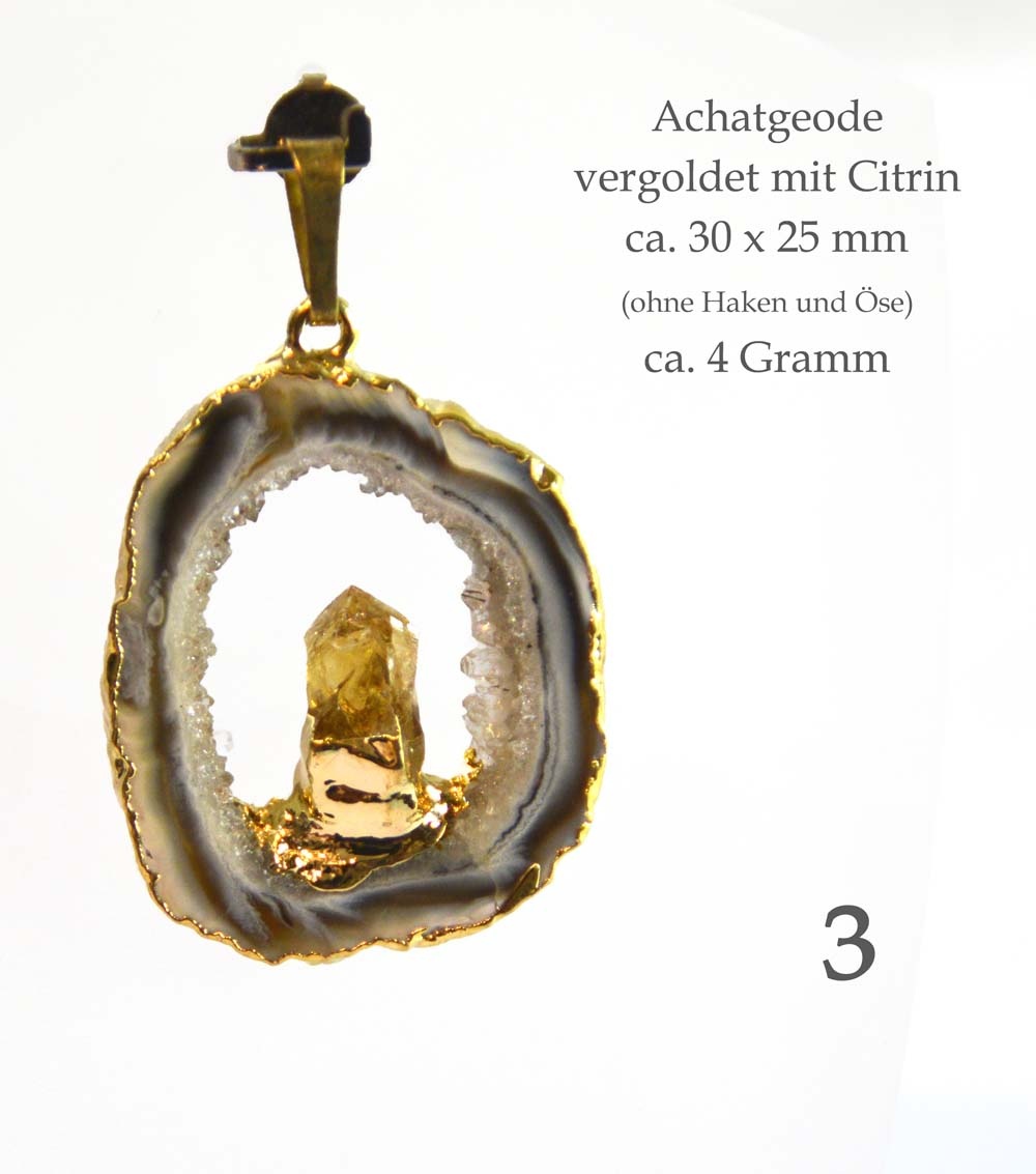 Achat Geode vergoldet mit Citrin Einzelstück 3