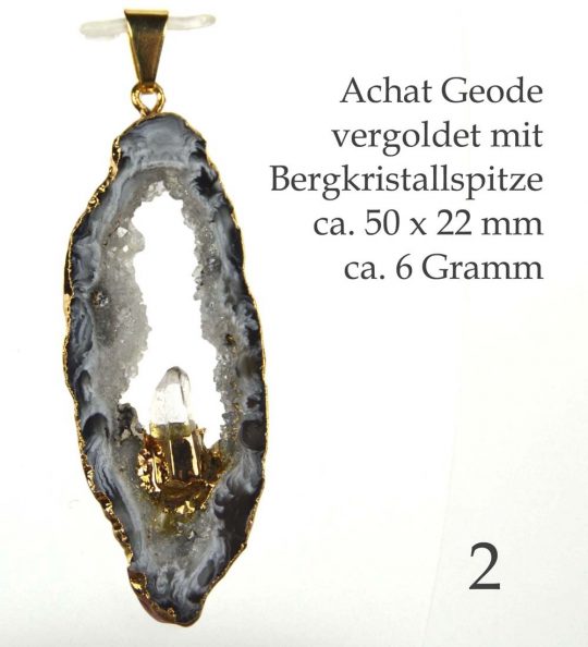 Exklusive Achat Geode vergoldet mit Bergkristall