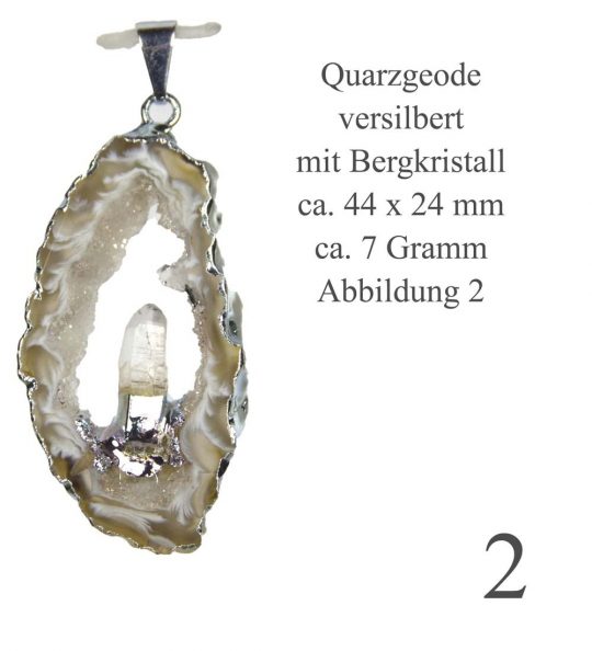 Exklusive Achat Geode versilbert mit Bergkristall