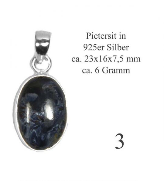 Schöner Edelsteinanhänger Pietersit in 925er Silber