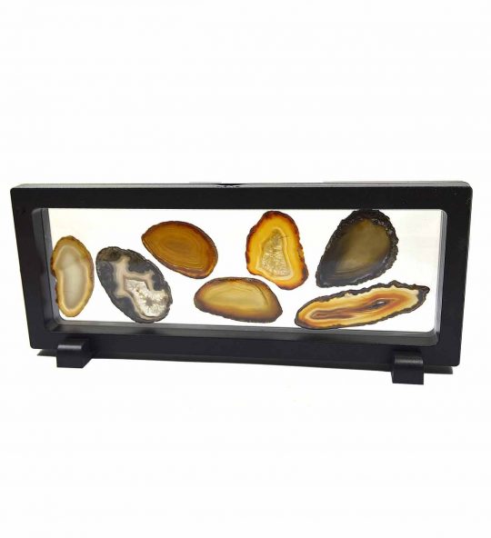 Achatscheiben Schaukasten - Schaurahmen mit Naturachatscheiben