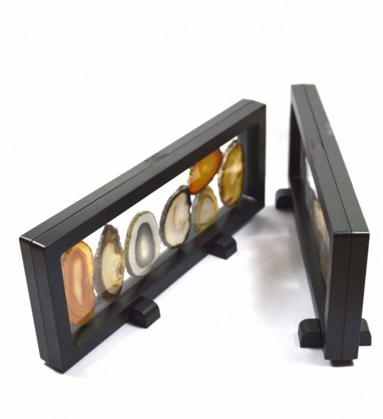 Achatscheiben Schaukasten - Schaurahmen mit Naturachatscheiben