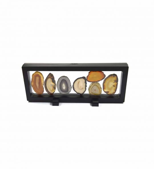 Achatscheiben Schaukasten - Schaurahmen mit Naturachatscheiben