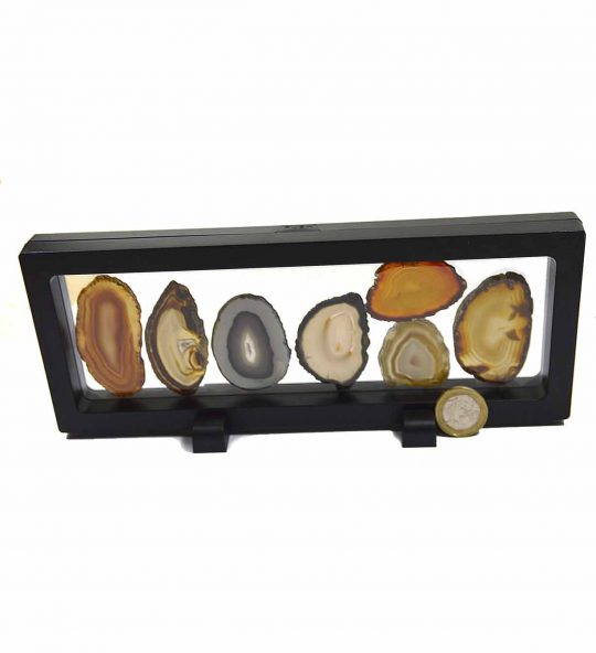 Achatscheiben Schaukasten - Schaurahmen mit Naturachatscheiben