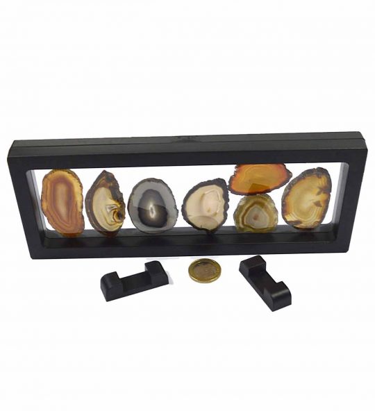 Achatscheiben Schaukasten - Schaurahmen mit Naturachatscheiben