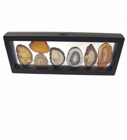 Achatscheiben Schaukasten - Schaurahmen mit Naturachatscheiben