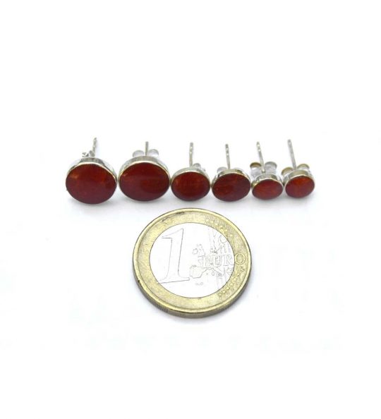 runde Koralle Ohrstecker 925er Silber in verschiedenen Größen