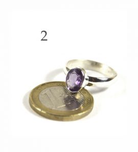 Amethyst Ring Silber Einzelstück 2 mit 1-Euro-Stück