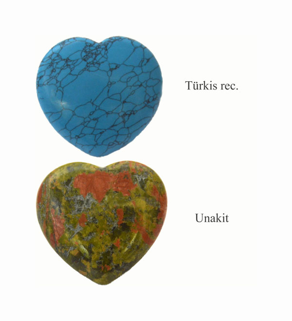 Handschmeichler Herzen Türkis und Unakit