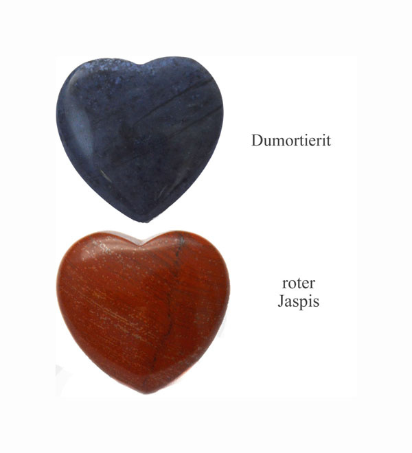 Handschmeichler Herzen Dumortierit und roter Jaspis