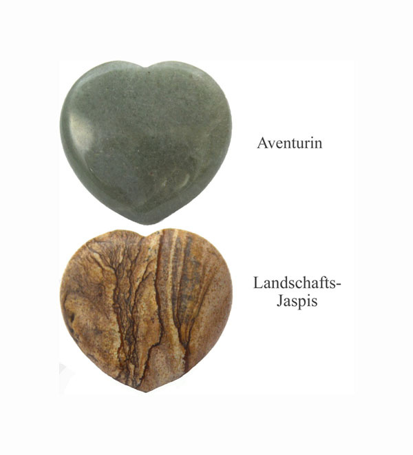 Handschmeichler Herzen Aventurin und Landschaftsjaspis