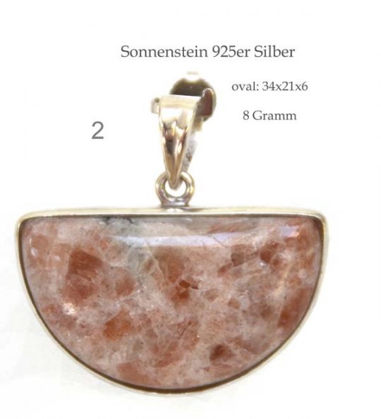 Schöner Edelsteinanhänger Sonnenstein in 925er Silber