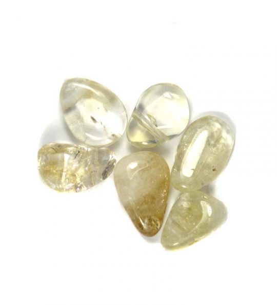 Schöner gebohrter Trommelstein aus Citrin