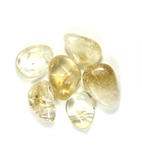 Schöner gebohrter Trommelstein aus Citrin