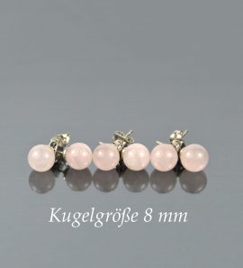 Kugel-Ohrstecker Rosenquarz 8 mm drei Paar
