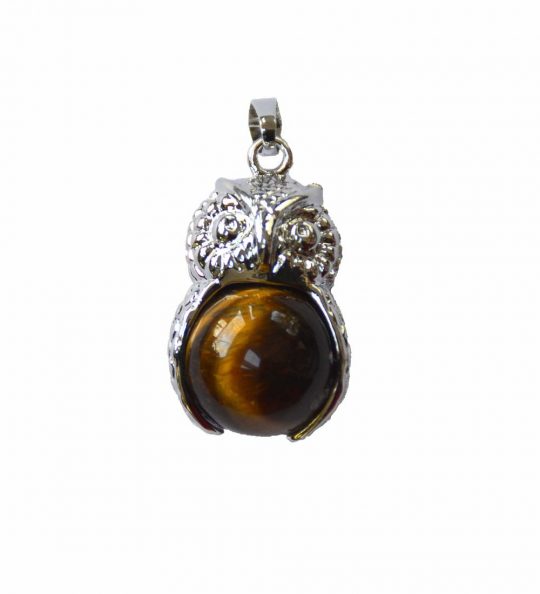 Anhänger Eule, 26 x 19 x 16 mm, Edelsteinkugel