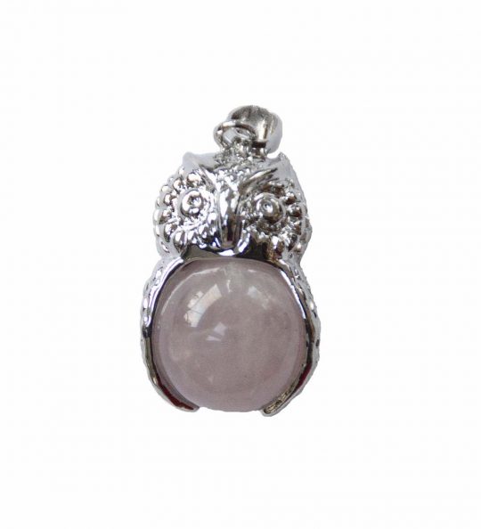 Anhänger Eule, 26 x 19 x 16 mm, Edelsteinkugel