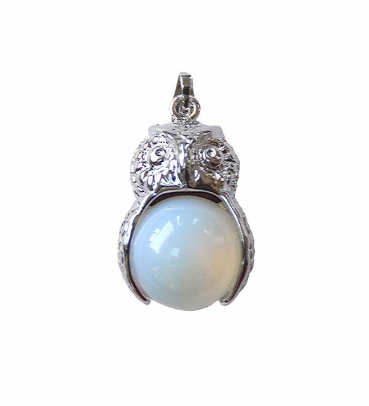 Anhänger Eule, 26 x 19 x 16 mm, Edelsteinkugel
