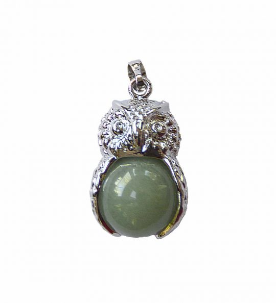 Anhänger Eule, 26 x 19 x 16 mm, Edelsteinkugel
