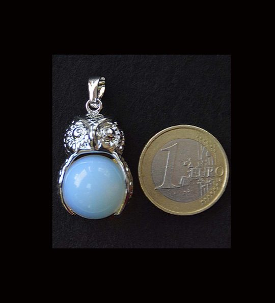 Anhänger Eule, 26 x 19 x 16 mm, Edelsteinkugel