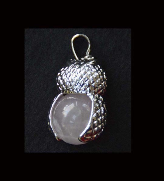 Anhänger Eule, 26 x 19 x 16 mm, Edelsteinkugel