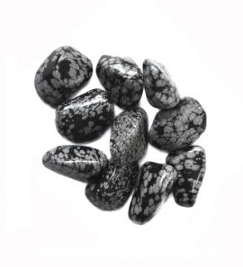 Trommelstein Schneeflockenobsidian