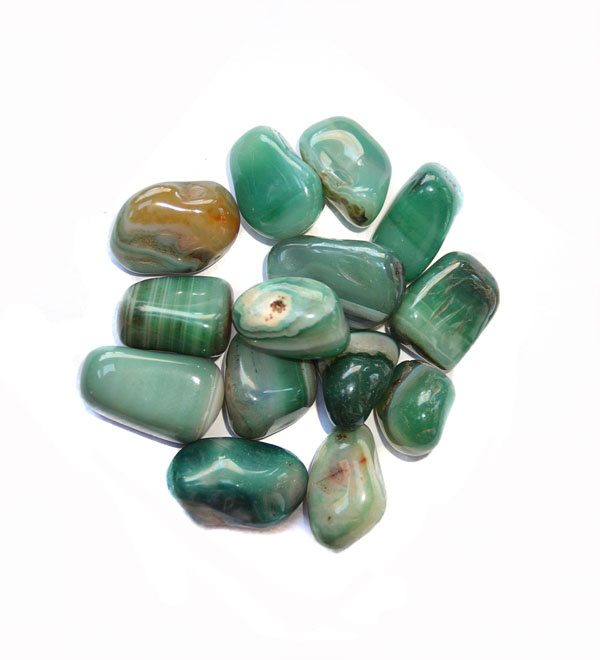 Trommelstein Streifenachat grün