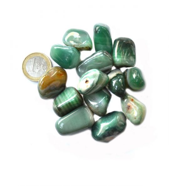 Trommelstein Streifenachat grün gefärbt ca. 2 - 3,5 cm