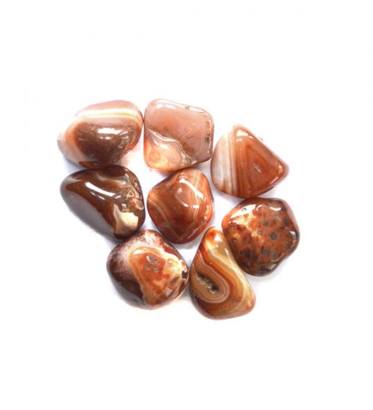 Trommelstein Streifenachat rot gefärbt ca. 2 - 3,5 cm