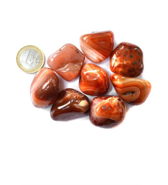 Trommelstein Streifenachat rot gefärbt ca. 2 - 3,5 cm