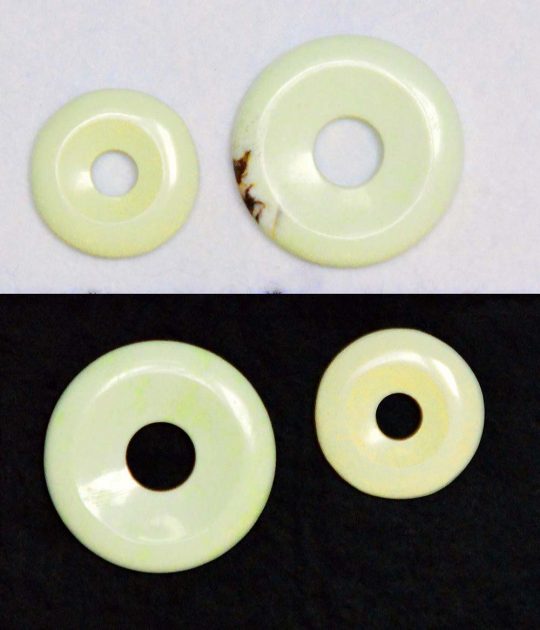 Zitronenchrysopras Donut Durchmesser ca. 3 cm Bohrung ca. 8 mm