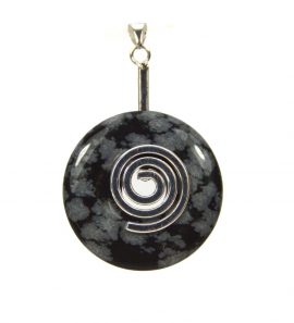 Schneeflockenobsidian Donut 30 mm an Donuthalter