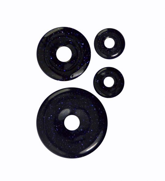 dunkelblauer glitzernder Blaufluss Donut 20 mm