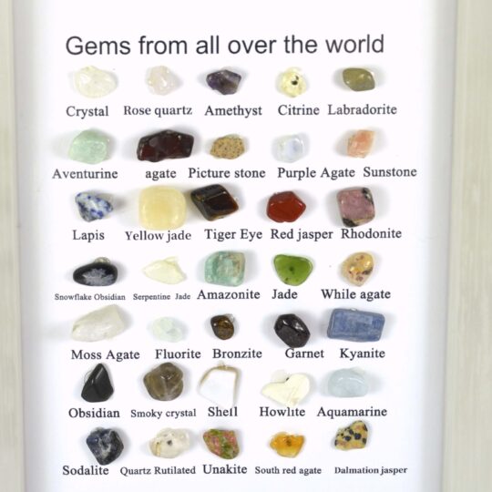 Steinsammlung gerahmt