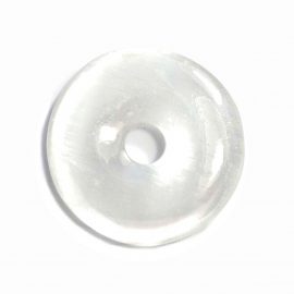 weißlich halbtransparenter Selenit Donut 30 mm
