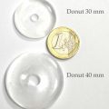 Selenit Donuts 30 und 40 mm mit 1 Euro-Stück zum Größenvergleich