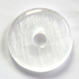 weißlich transparenter Selenit Donut 40 mm