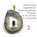 Achat Geode vergoldet mit grünem Turmalin Einzelstück 2