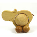 Rolltier Nilpferd mit Kugel Holz