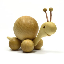 Rolltier Schnecke mit Kugel Holz