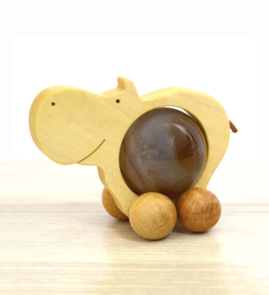 Nilpferd Rolltier groß mit Edelsteinkugel ca. 40 mm