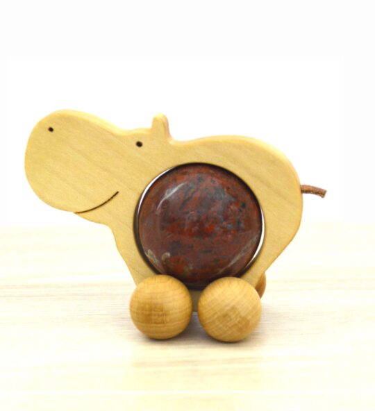 Nilpferd Rolltier groß mit Edelsteinkugel ca. 40 mm